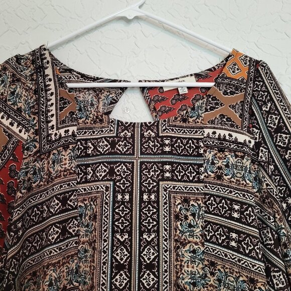 Hayden Los Angeles Multicolor Patchwork Hi Low Boho Peasant Top Size Medium - Picture 5 of 8